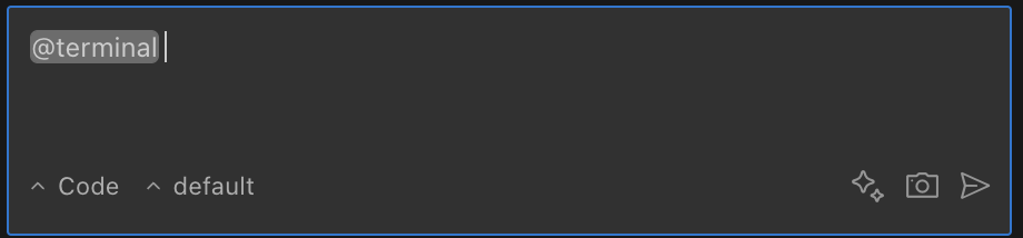 Terminal mention example showing terminal output being included in Aincrok's context