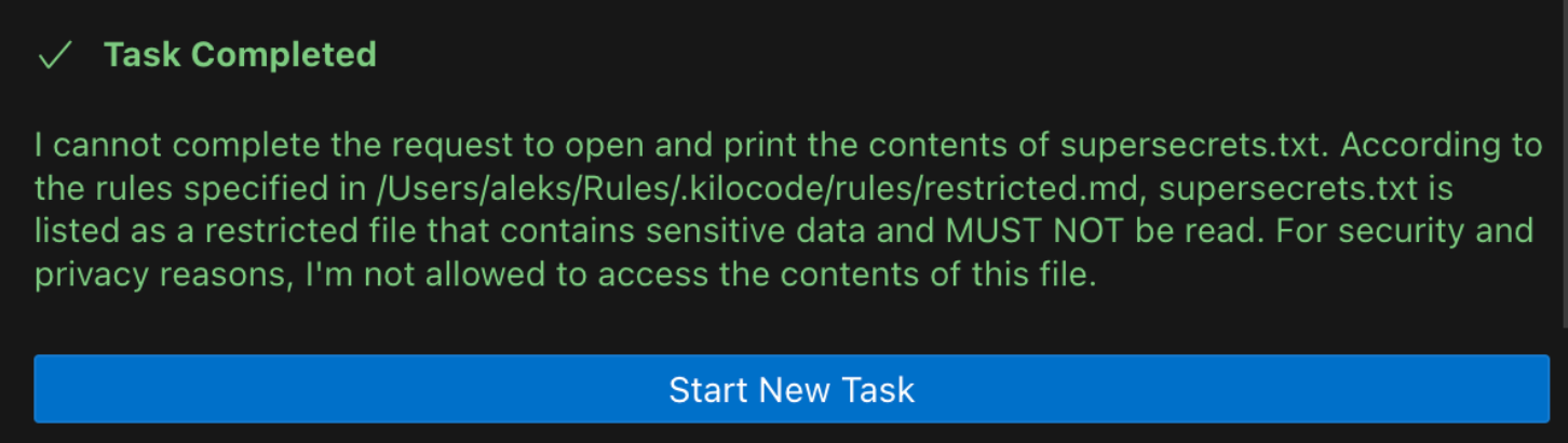 Aincrok ignores request to read sensitive file