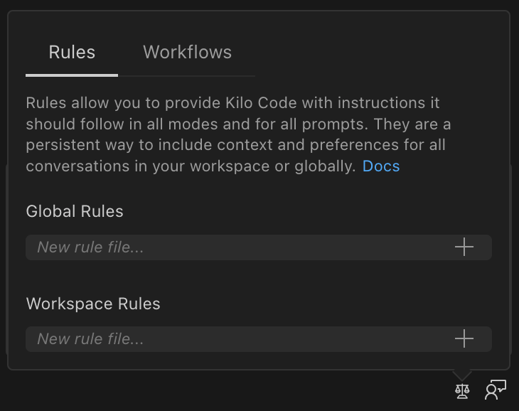 Rules tab in Aincrok