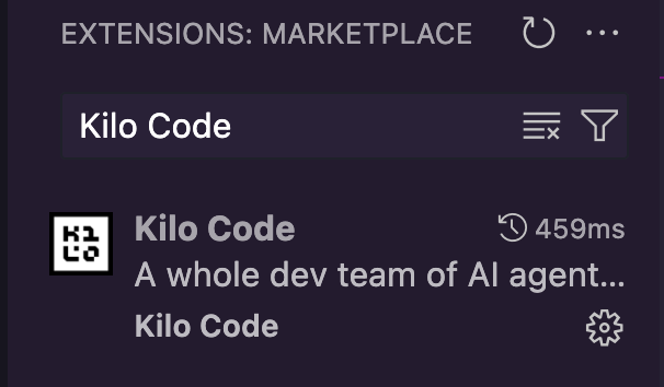 VS Code marketplace with Aincrok extension ready to install