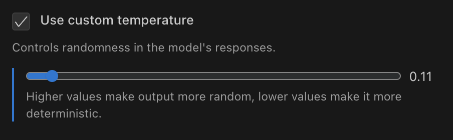 Temperature setting in Aincrok settings panel