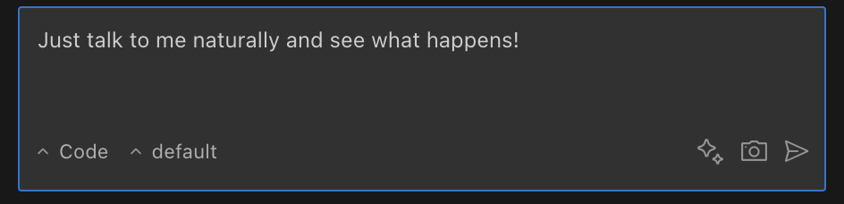 Example of typing a request in Aincrok